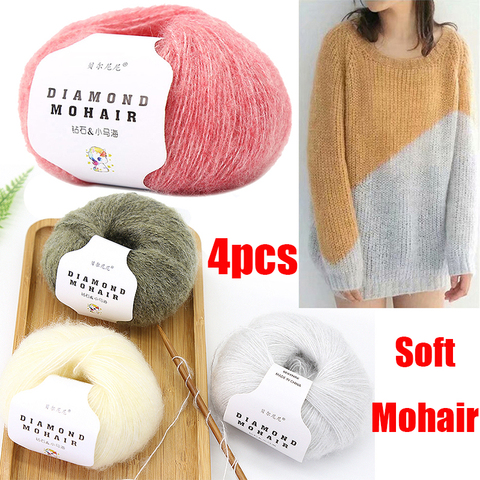 4pcs mohair yarn crochet cheap baby wool yarn for knitting sweater 166m  0.9mm ilos para tejer dedelgado - Price history & Review, AliExpress  Seller - You-Me Store