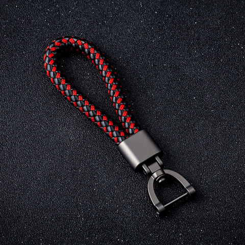 Handmade Woven Leather Car Keychain Detachable Metal 360 Degree Rotating Horseshoe Buckle Key Chain for Men Car Key Ring ► Photo 1/6