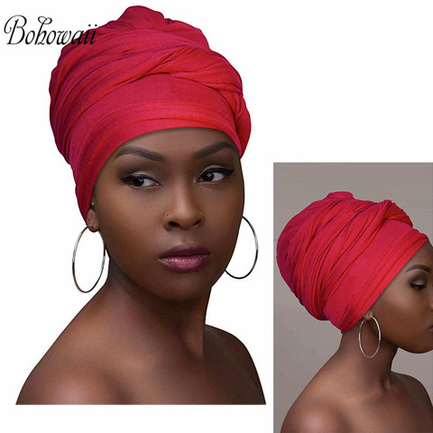 BOHOWAII Moda Feminina Foulard Jersey Headwrap Turban Headscarf Microfiber Stretch Wrap Scarf Hijab for Women ► Photo 1/6