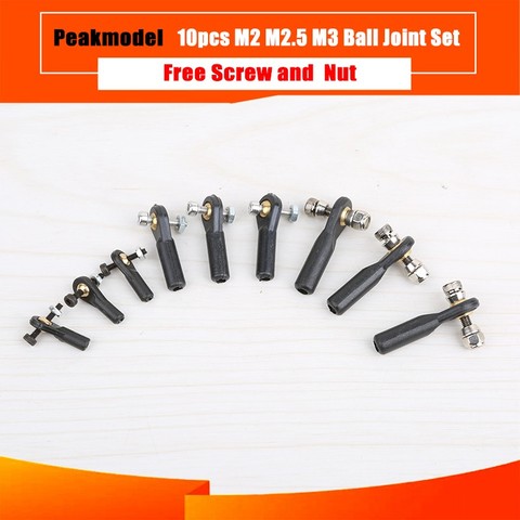 10pcs Ball Head Holder Tie Rod End M2 M2.5 M3 Ball Joint Link Rod End  ( free Screw Nut) ► Photo 1/5