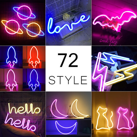 Wholesale 39 Styles Led Neon Light Colorful Rainbow Neon Sign for Room  Home Party Wedding Decoration Xmas Gift Neon Lamp ► Photo 1/6