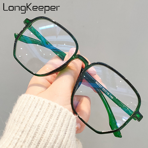 Fashion Oversize Square Anti-blue Light Glasses Frame Women Vintage Green Big Eyeglasses Female Computer Transparent Spectacles ► Photo 1/6