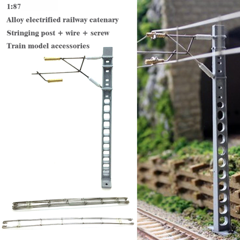 1:87  HO ratio  Alloy electrified railway catenary  Stringing post + wire + screw  Train model accessories ► Photo 1/4