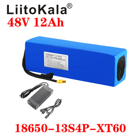 LiitoKala 48V 12Ah 18650 E-bike battery li ion battery pack bicycle scoot conversion kit bafang 1000W XT60 plug 54.6V Charger ► Photo 1/6