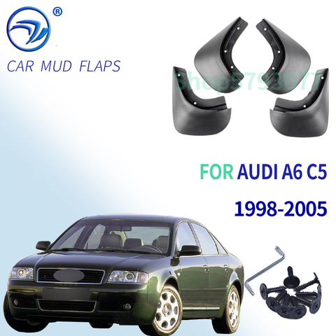 SET MUD FLAP FIT FOR AUDI A6 C5 1998~2005 SEDAN 2004 2003 2002 2001 2000 1999 MUD FLAPS SPLASH GUARDS MUDGUARDS ACCESSORIES ► Photo 1/6