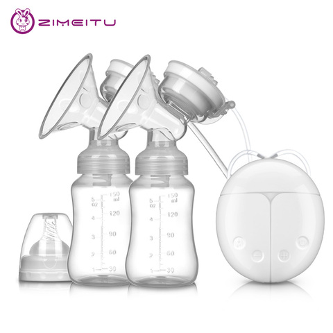 ZIMEITU Double Electric Breast Pumps Powerful Nipple Suction USB Electric Breast Pump with baby milk bottle Cold Heat Pad Nippl ► Photo 1/6