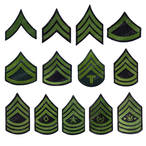 US Army Rank Insignia iron on patches - Sizes as Pictured