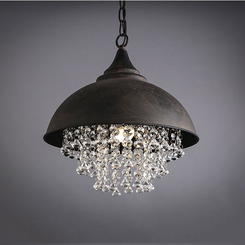 Industrial black vintage pendant lamp iron crystal chandelier lighting ceiling fixture restaurant cafe kitchen lamp design ► Photo 1/6