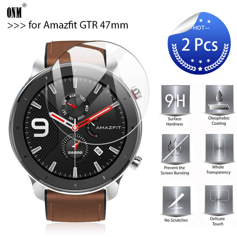 2Pcs/Lot 9H Premium Explosion-Proof Tempered Glass For AMAZFIT GTR Smart Watch 47mm Screen Protector film ► Photo 1/6