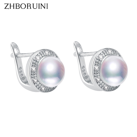 ZHBORUINI 2022 New Pearl Earrings 925 Sterling Silver Jewelry Vintage Style Natural Freshwater Pearl Stud Earring For Women Gift ► Photo 1/6