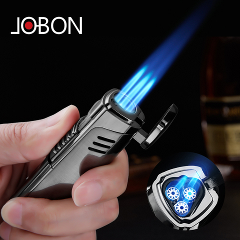 2022 Jobon portable   Metal Triple Torch Jet   Windproof Flame Lighter Gadgets For Men Gift Without Gas ► Photo 1/6
