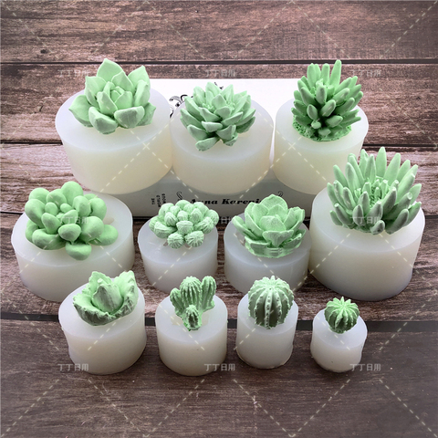 Succulents Molds Cactus Candle Shaped Soap Cake Sugar Silicone Mould 3D DIY