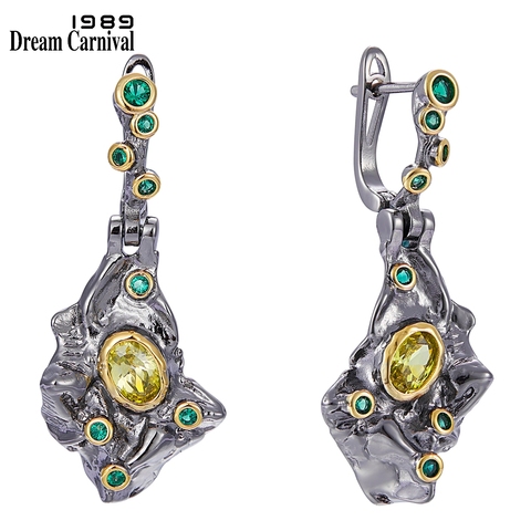 DreamCarnival1989 Fall Winter New Stone Age Collection Earrings for Women Ancient Look Olivine Green Zircon Unique Jewels WE3987 ► Photo 1/6