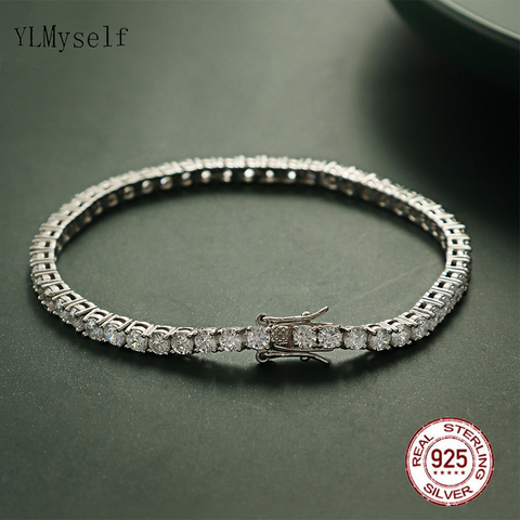 Pure Silver Of 16-20.5CM Tennis Bracelet Jewelry 2-4mm 5A CZ Eternal Gift For Wife Stunning Real 925 Jewellery ► Photo 1/6