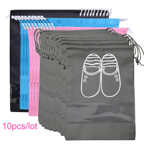 Shoes Storage Bag Closet Organizer Non-woven Travel Portable Bag Waterproof Pocket Clothing Classified Hanging Bag 10pcs L size ► Photo 1/6