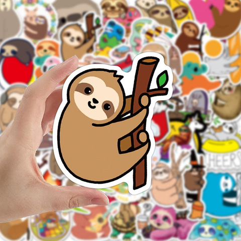 10/50PCS Cute Sloth Animal Laptop Stickers Relax Life Funny Text Cartoon Waterproof Stickers for Kids DIY Bike Guitar Fridge Car ► Photo 1/5