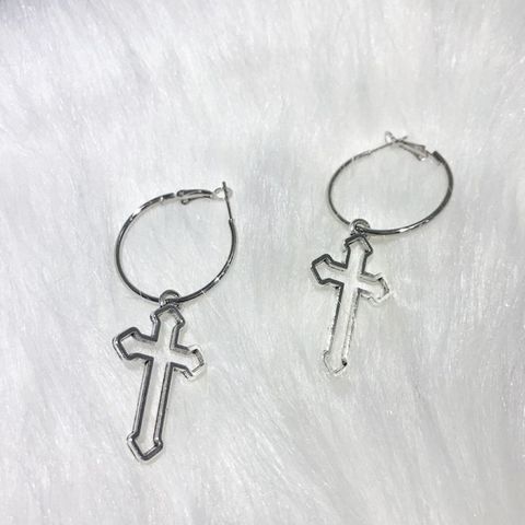 Hollow Cross Dangle Earrings Harajuku Metal Geometric Drop Earrings Jewelry AXYD ► Photo 1/6
