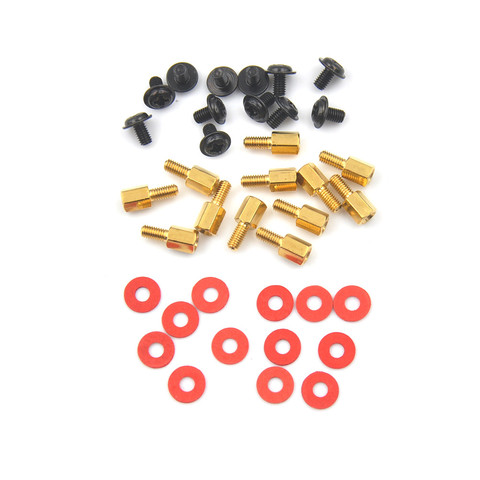 36pcs( 12x Screw+12x Motherboard Riser +12x Washer) 6.5mm 6-32-M3 Computer Golden Motherboard Riser+Silver Screws + Red Washers ► Photo 1/6