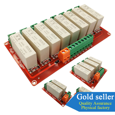 1 2 4 8-Way High Level Trigger DC Control DC Solid-State Relay Module Single-Phase Electric Relay Solid State 5A ► Photo 1/5