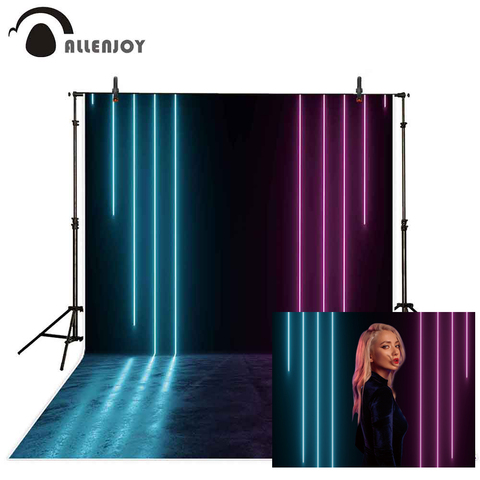 Allenjoy Background For Photography 3D Electronic Beam Laser Light Style Neon Glow Party Studio Backdrop Brick Wood Photophone ► Photo 1/6