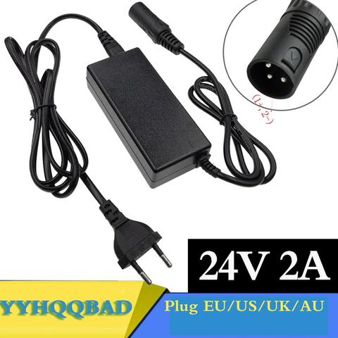 24V 2A lead-acid battery Charger wheelchair charger golf cart charger electric scooter ebike charger  XLR metal connector ► Photo 1/1