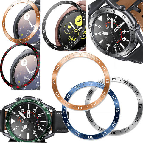 Stainless Steel smartwatch Cover For Samsung Galaxy Watch 3 45mm 41mm Dial Bezel Ring Adhesive AntiScratch protection metal case ► Photo 1/6