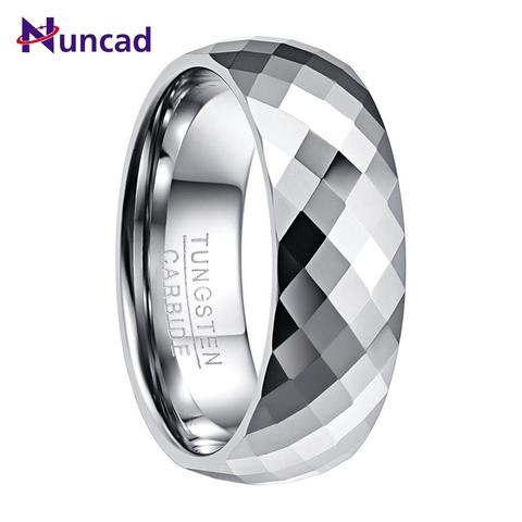 hot sell Men's 8mm Tungsten Carbide Ring Wedding Band Multi-Faceted High Polished Domed Comfort Fit Size 7-12 ► Photo 1/6