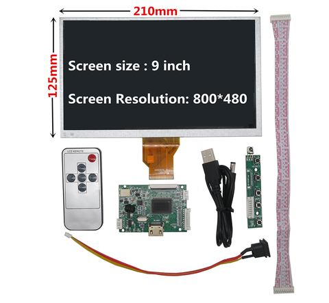 9 inch for Raspberry Pi Banana/Orange Pi mini computer LCD Screen Display Monitor with Remote HDMI Driver Control Board ► Photo 1/1