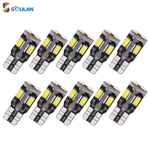 10pcs Canbus Error Free High Bright 5630 10SMD T10 W5W 194 168 Width Lamp Car Led Diode Bulb Warm White Ice Blue Trunk Light 12V ► Photo 1/5