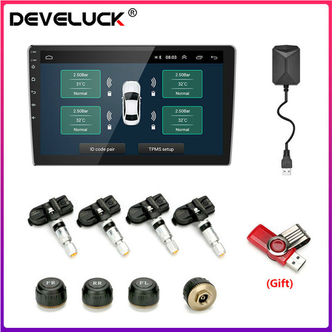 USB Android TPMS Tire Pressure Monitoring System Display Alarm System 5V Internal Sensors Android Navigation 4 Sensors Car Radio ► Photo 1/6