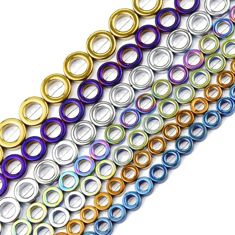 JHNBY Blue,Gold,Purple,Green,Circle Shape Hematite 8/10/12/14mm Natural Stone Spacer Loose Beads For Jewelry Making DIY Bracelet ► Photo 1/6