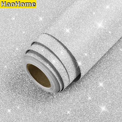 HaoHome Sparkly Glitter Contact Paper Peel and Stick Silver Wallpaper Vinyl Bling Wallcovering Self Adhesive Wall Paper for Wall ► Photo 1/6