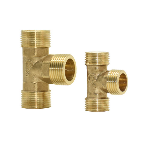 Male 1/2 3/4 Plumbing T type Connector Brass G1/2 G3/4 tee Water Splitter Threaded connector Pipe Fittings 1Pcs ► Photo 1/6