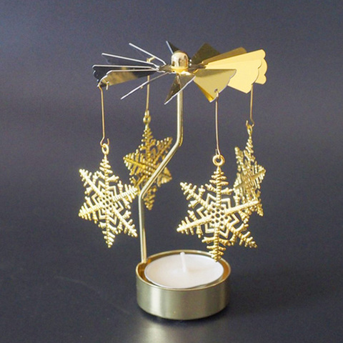 Candlesticks Rotating Romantic Rotation Spinning Carrousel Tea Light Candle Holder Christmas Home Party Wedding Angel ► Photo 1/5