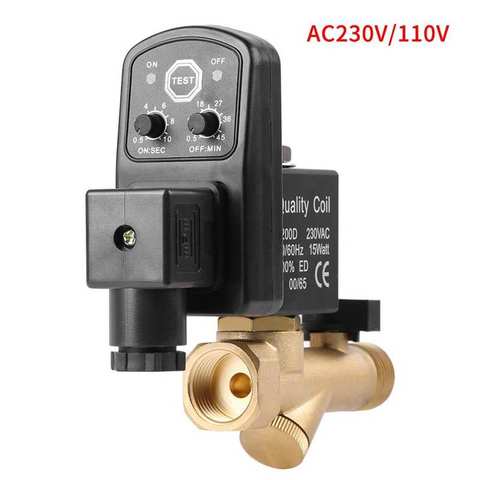 AC110/230V Actuator Ball Valve G1/2 DN15 Air Compressor Gas Tank Timed Drain Valve for Air Compressor Condensate ► Photo 1/6