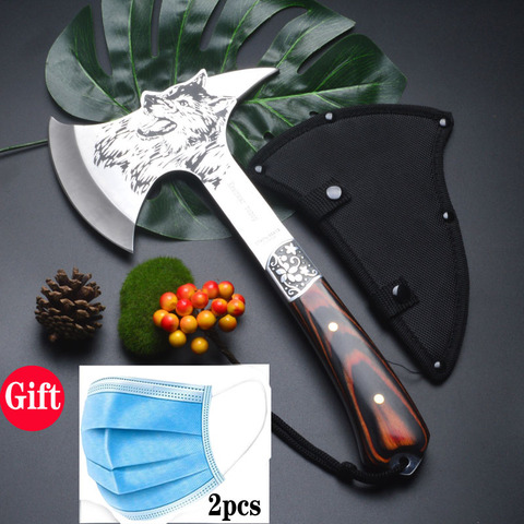 Woft Print Axe with Wood Handle Multifunctional Tomahawk Outdoor Mountain Camping Ax Survival Machete Camping Hatchet ► Photo 1/6