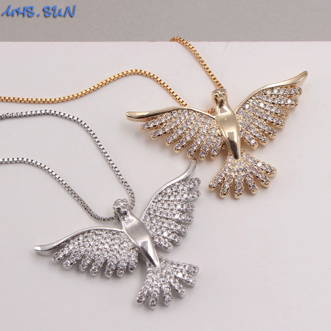 MHS.SUN New eagle design zircon pendant necklace for women jewelry luxury gold silver color chain necklace religion choker 1pc ► Photo 1/6