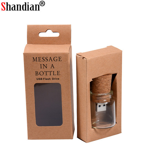 SHANDIAN New personality Drift bottle +paper box Pendrive 8GB wishing bottle USB flash drive 16GB 32GB 64GB (free custom logo) ► Photo 1/6