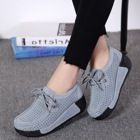 2022 Autumn Women Flats Shoes Platform Sneakers Shoes Leather Suede Casual Shoes Slip on Flats Heels Creepers Moccasins 35-41 ► Photo 1/6