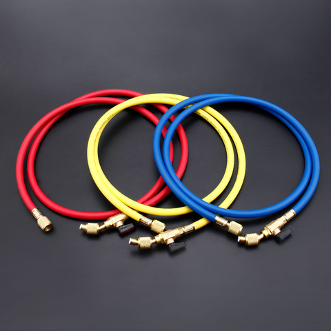 3Pcs R134A AC Charging Hose /w Ball Valves R410A Refrigerant Charge Hose With Strong Connectors 60 inch ► Photo 1/6