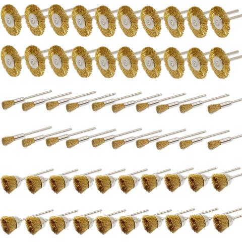 Brass Wire Wheel Brushes Set Kit Accessories for Dremel Rotary Tools shank 3mm ► Photo 1/5