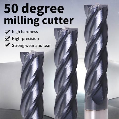 Endmill Cutting HRC50 4 Flute 4mm 5mm 6mm 8mm 12mm Metal Alloy Carbide Milling Tungsten Steel Milling Cutter End Mill Tools ► Photo 1/6