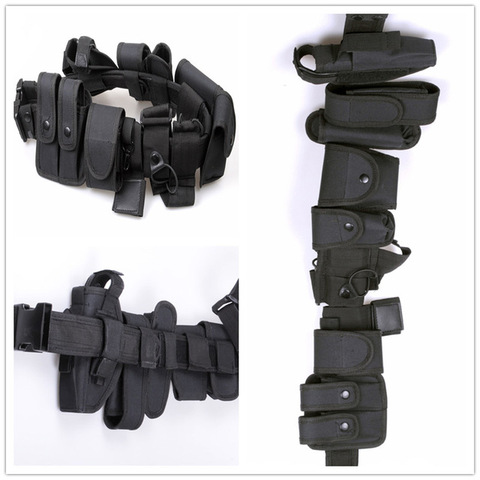 Multifunctional Security Belts Tactical Military Training Polices Guard Utility Kit Duty Waist Support with Pouch Set Black ► Photo 1/1