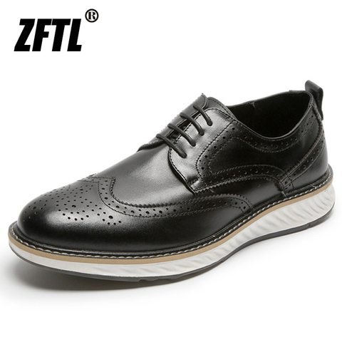 ZFTL New Men's dress shoes Brogue shoes man Business shoes man Wedding shoes male casual lace-up shoes Man Oxford shoes ► Photo 1/6