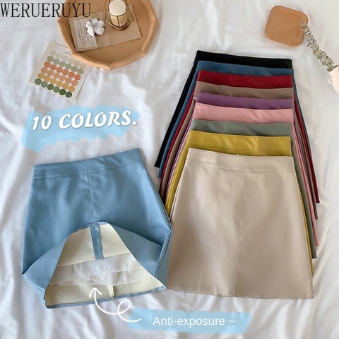 WERUERUYU A-line Female Skirts Small Leather Early Autumn New Korean Version Of The High Waist Students Wild Package Hip ► Photo 1/5