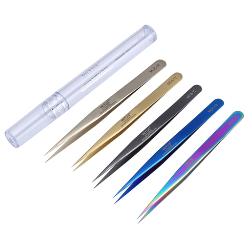 Stainless Steel Precision Tweezers Forceps Pinzas VETUS MCS-12 Series Straight Tips Electronics Industrial Tweezers ► Photo 1/6