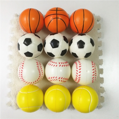 6pcs 6.3cm Squeeze Ball Toy Football Basketball Soft Foam Sponge Anti stress Baseball Tennis Toys for Kids Children ► Photo 1/6
