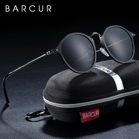 BARCUR Aluminum Magnesium Vintage Sunglasses For Men Polarized Round Sun Glasses Women Retro Eyewear Oculos Masculino ► Photo 1/6