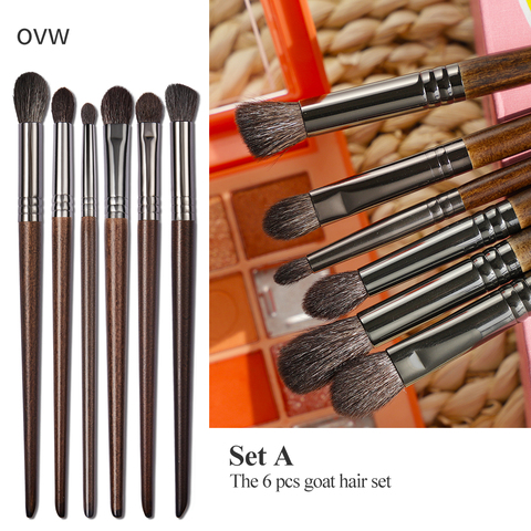 OVW Cosmetic 2/6 pcs Goat Hair Makeup Eye Shadow Brush Set Tool Ultra Soft trucchi pennelli Tapered Blender Diffuse Kit Crease ► Photo 1/6