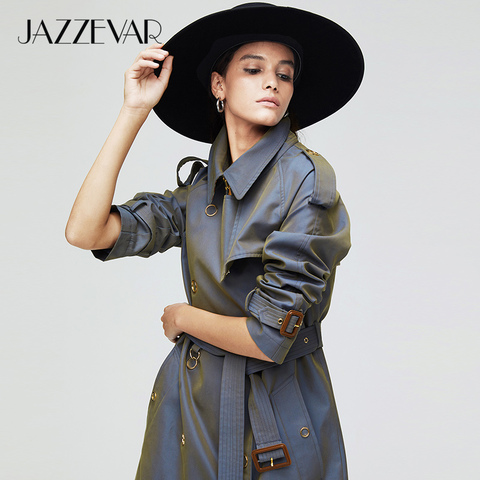 JAZZEVAR 2022 New arrival autumn trench coat women loose clothing outerwear high quality double breasted women long coat 9024 ► Photo 1/5